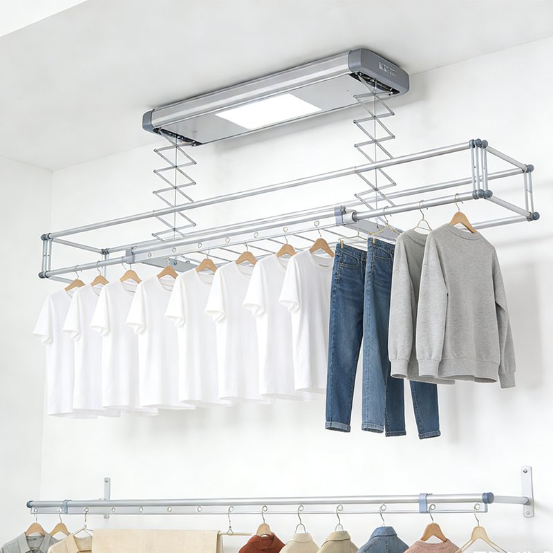 Smart Clothes Drying Rack Automatic Lift-and-Lower Drying Rack for Balcony Home Use