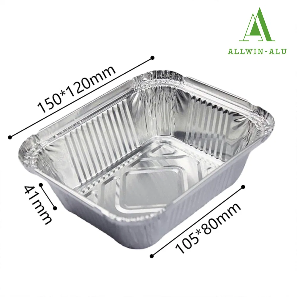 8342 1lb Rectangle Aluminum Foil Food Container with Lid Disposable Take-Away Aluminum Foil Lunch Box