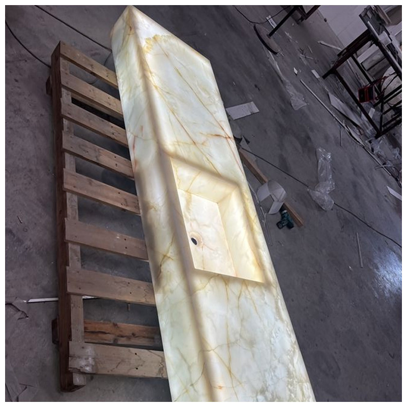 Translucent Snow White Onyx Marble Vanity Tops