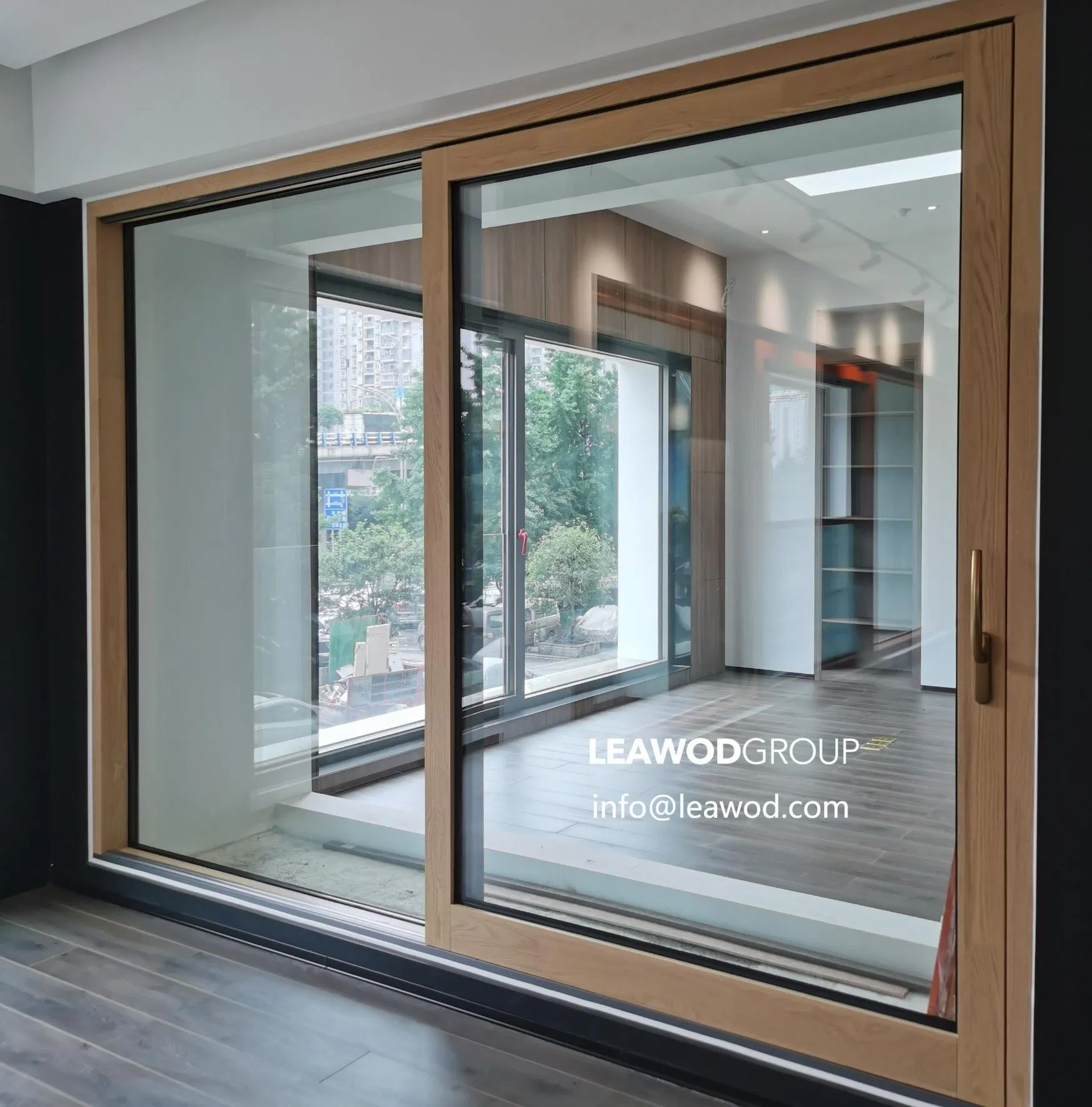 Best Design Solid Wood Oak Teak Metal Aluminum Aluminium Slide Sliding Door with Double Glass for Patio Balcony Outdoor