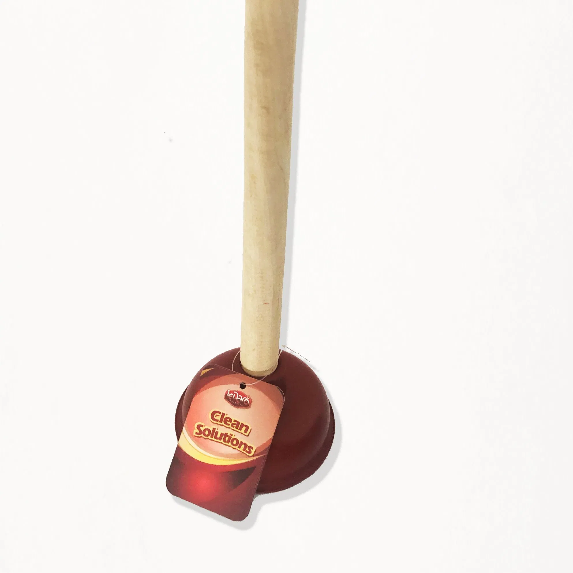 Toilet Plunger with a Long Wooden Handle to Fix Clogged Toilets and Drains