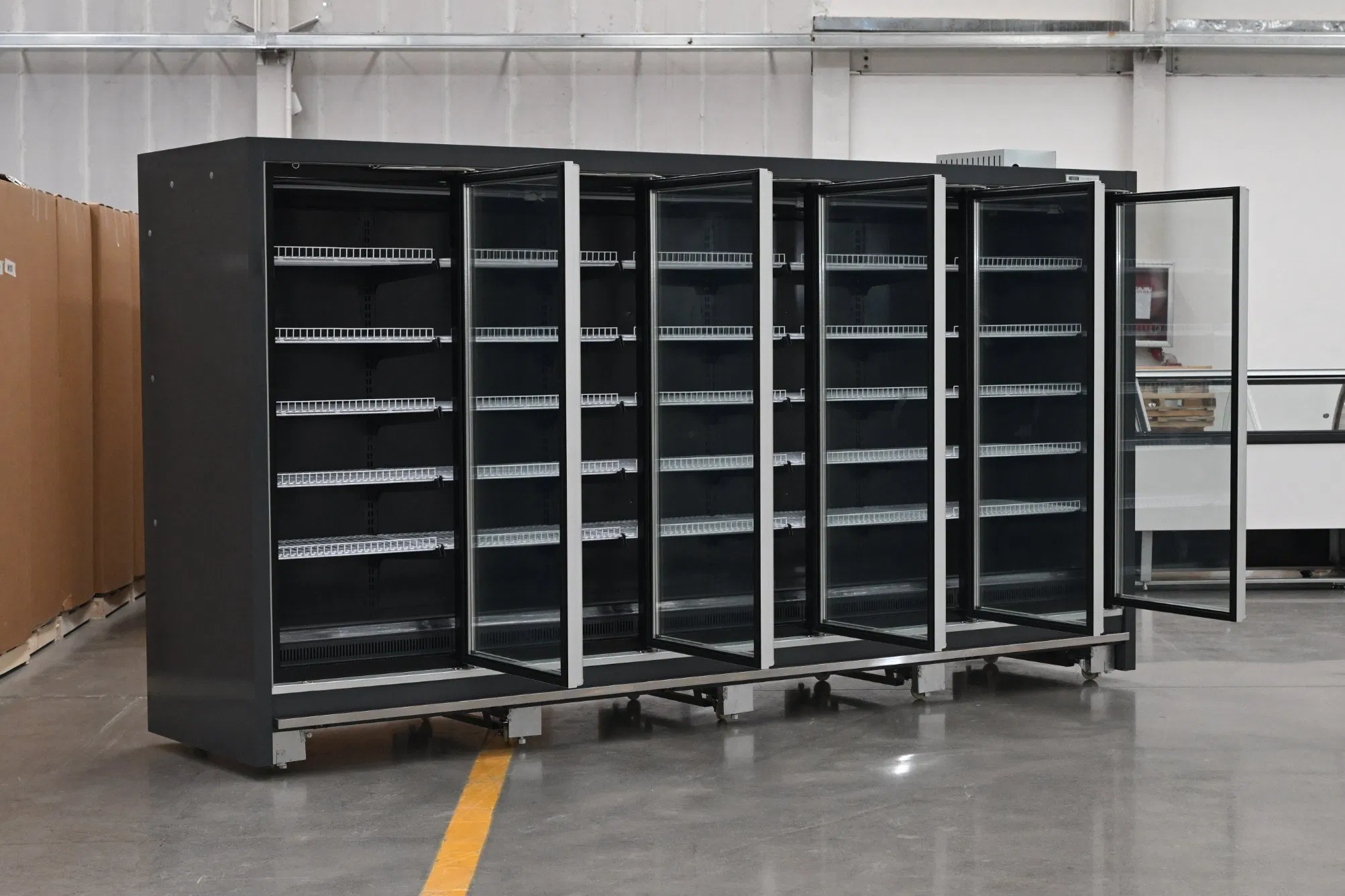 Commercial Upright Double Glass Doors Remote Cold Coke Display Freezer Fridge