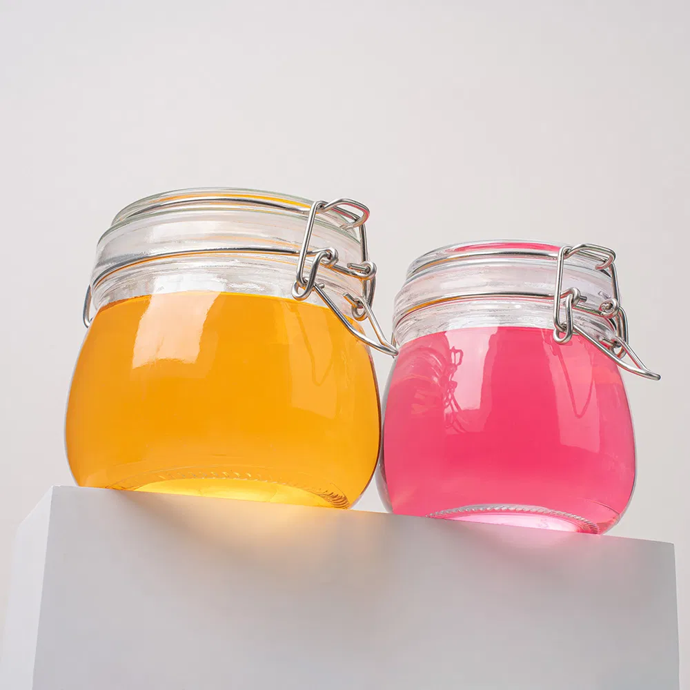 Custom Glass Canisters Flour Rice Sugar 3000ml Storage Jar with Glass Lid and Metal Clip