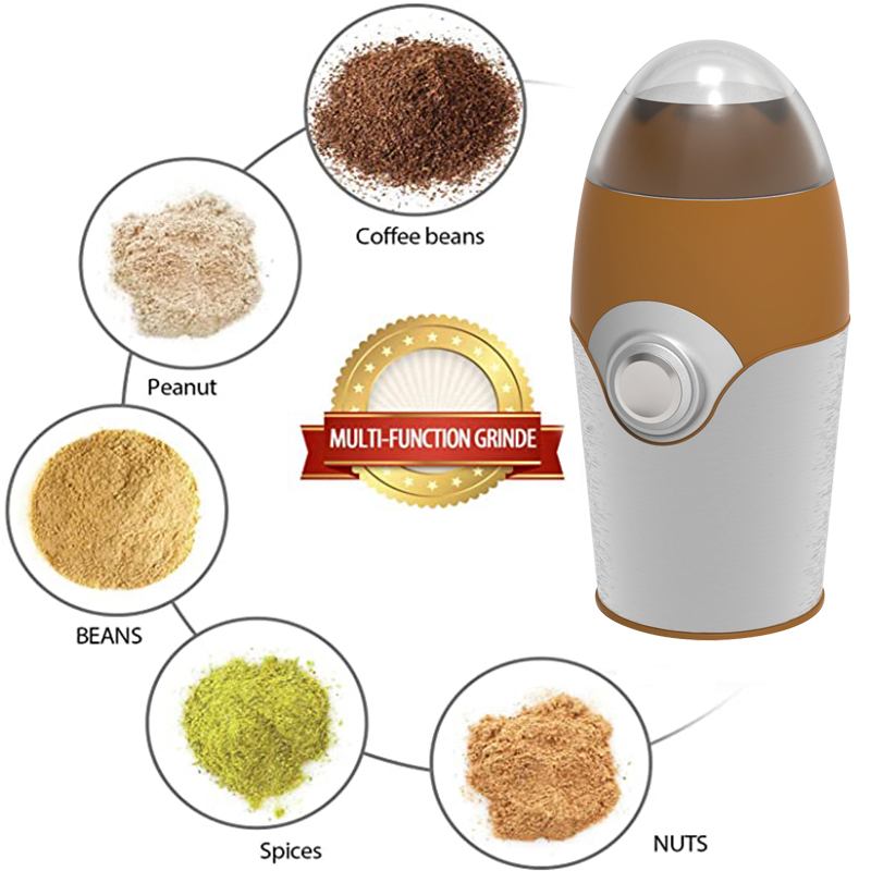 Household Appliance Portable Multi-Purpose Commercial Antique Bean Coffee Mill Nut Grain Grinder with Stainless Steel Blade and Detachable Bowl