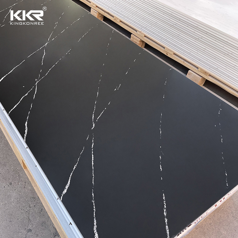 Black Veins Acrylic Stone Korean Marble Solid Surface Sheets for Countertops