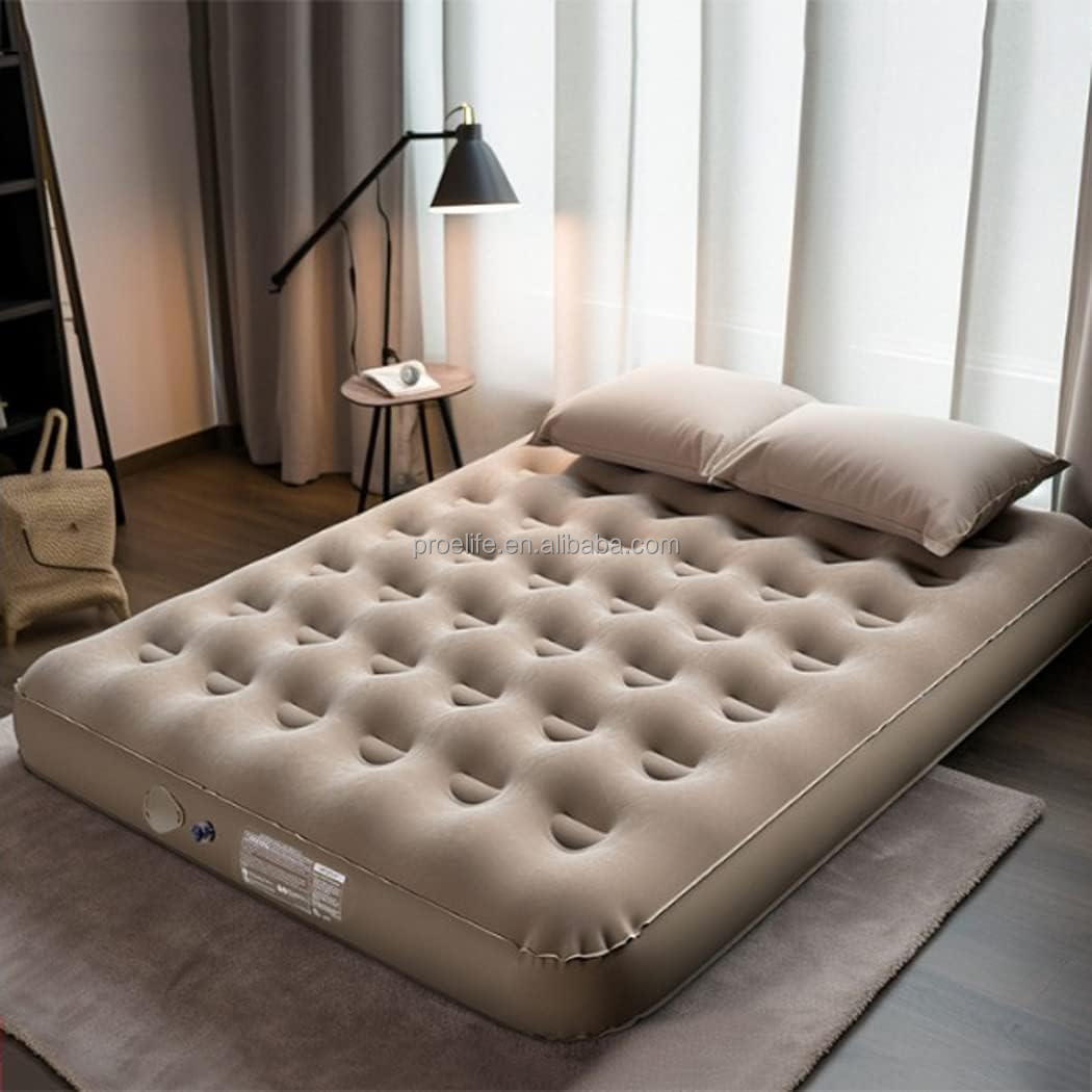 Матрас надувной флокированный с подушками для кемпинга и путешествий