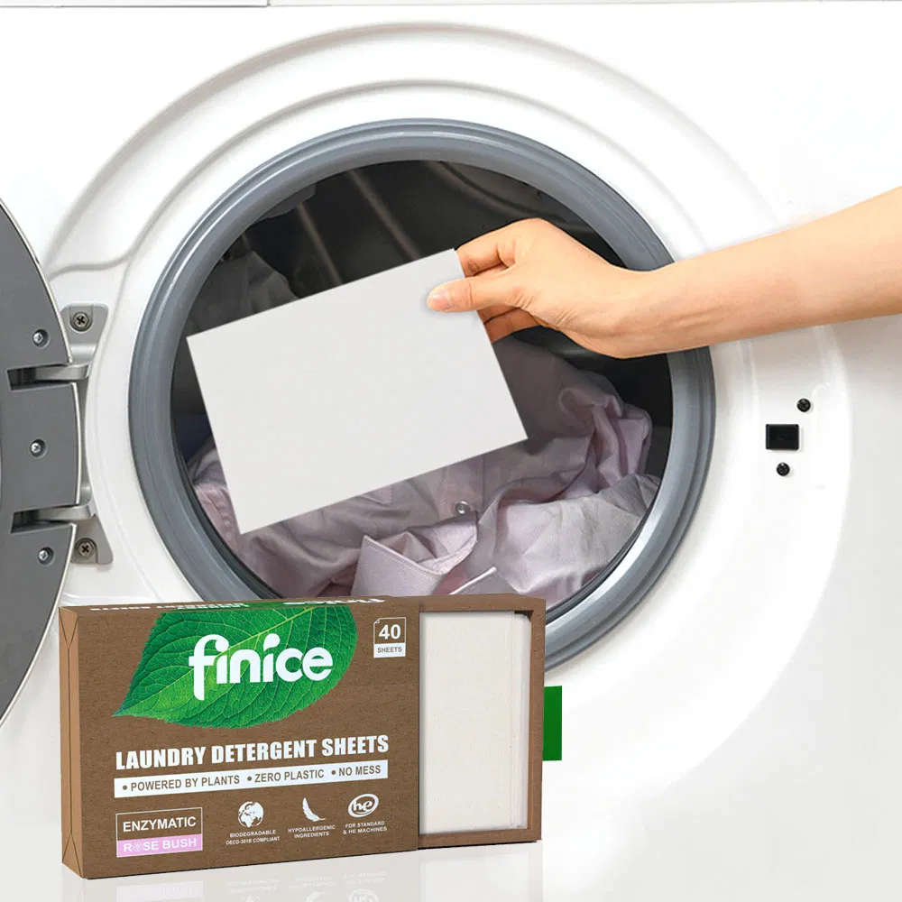Finice Biodegradable Washing Soap Paper Strip Laundry Detergent Sheet Custom