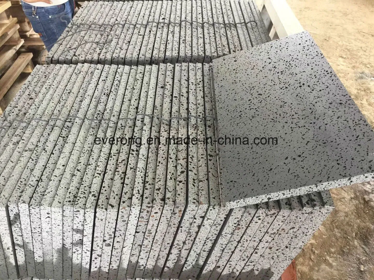 Dark Grey/Black Basalt with Holes for Flooring Tile, Paver