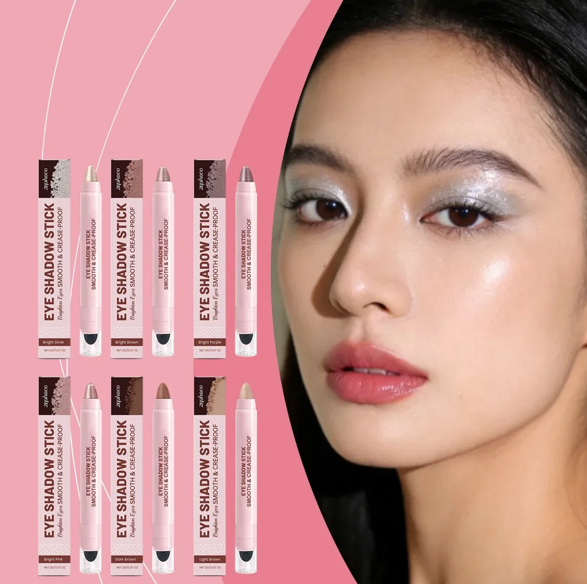 Single-Color Cream Waterproof Eyeshadow Stick with Matte & Silky Waterproof Glitter Eyeshadow Sticks Single Eyeshadow Stick Blending Stick Eye Shadow