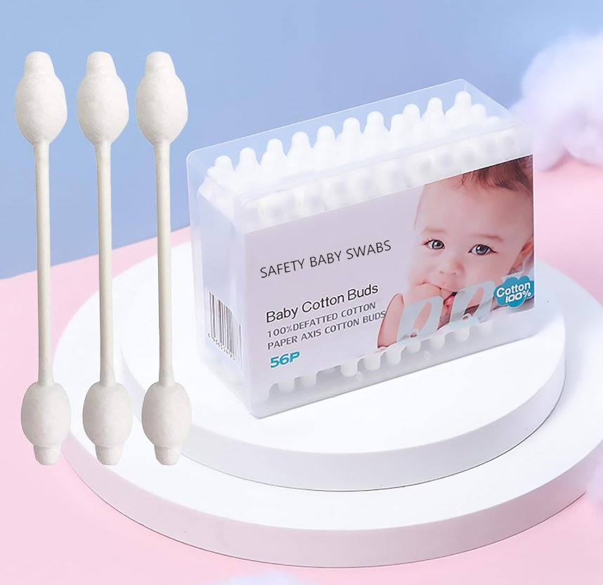55PCS Kids Children Baby Safety Cotton Swabs for Newborn with Paper Stick