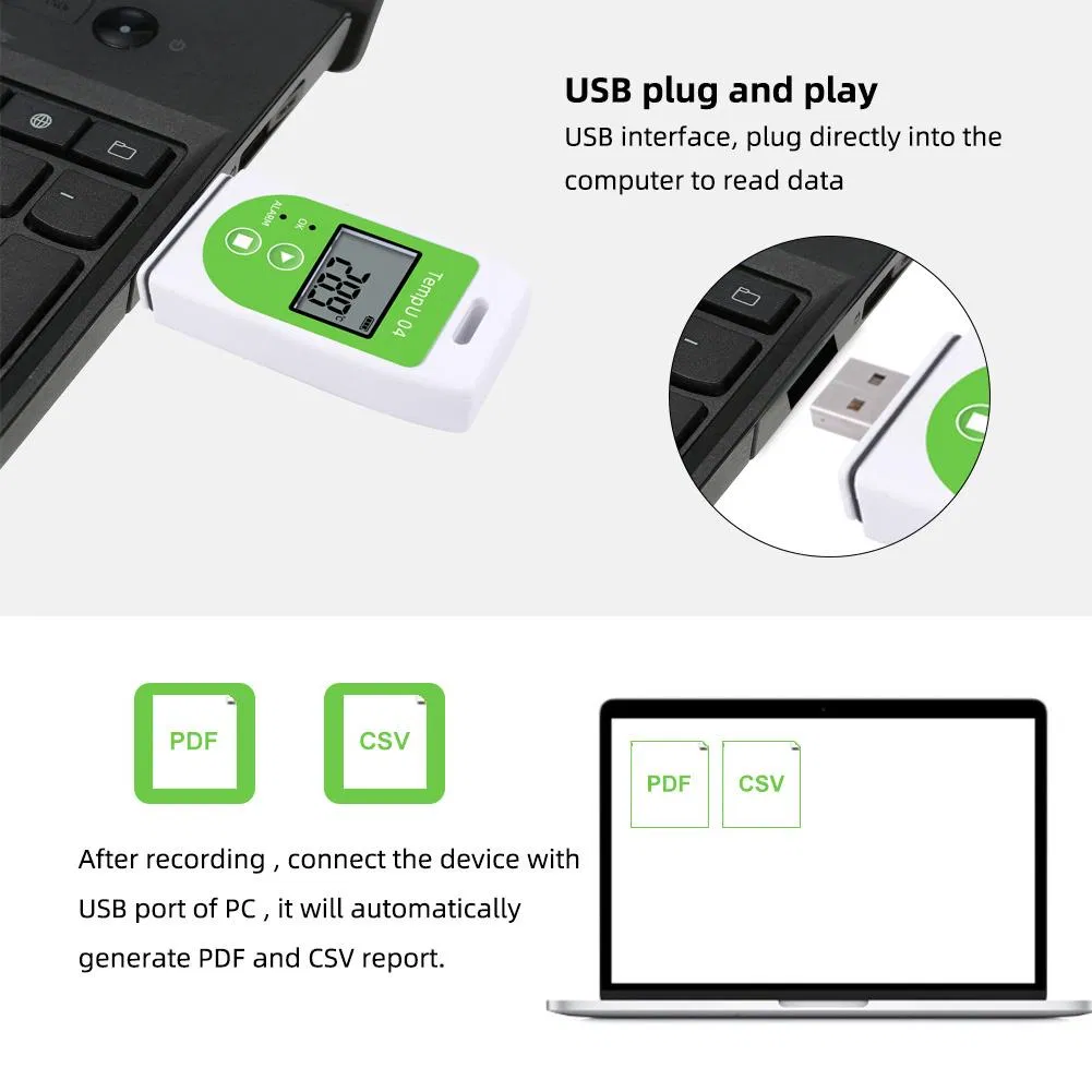 32000 Readings Internal Sensor Real Time Temperature Recorder and Data Logger USB