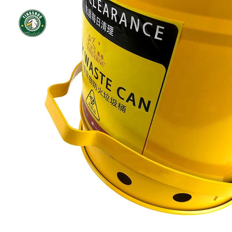 Oily Waste Cans for Flammable Waste Oily Rag Can 53L Yellow Oily Waste Disposal Cans