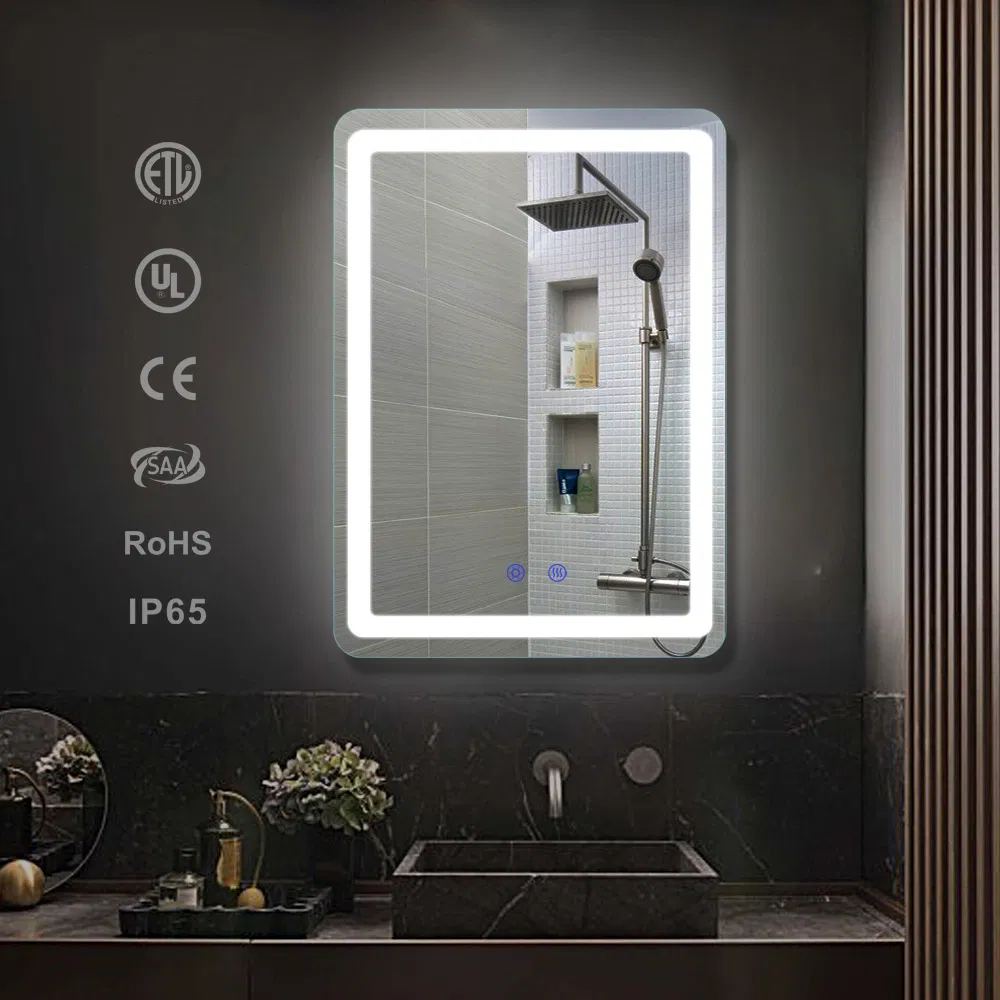 Anti-Fog Wall Mounted LED Frameless Bathroom Mirror with Touched Switch