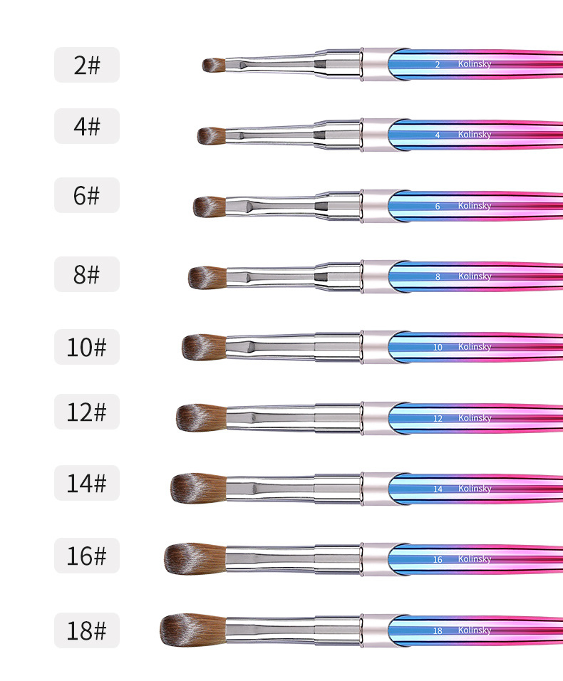 100% Pure Kolinsky Acrylic Nail Brush Metal Handle Mink Hair