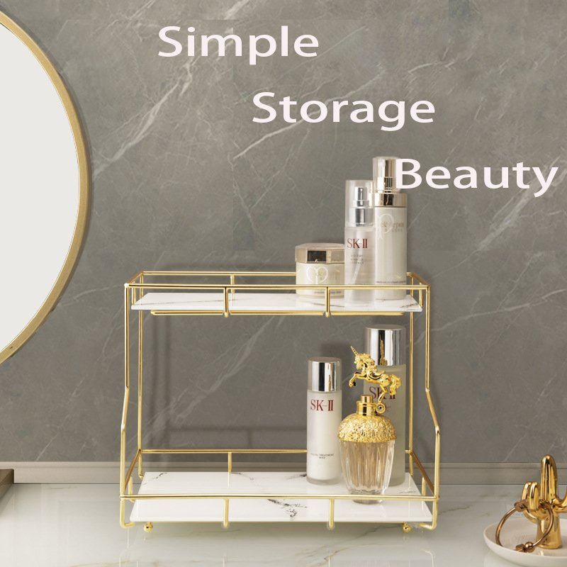 Multi Layer Desktop Cosmetics Gold Skin Care Products Perfume Dresser Storage Box