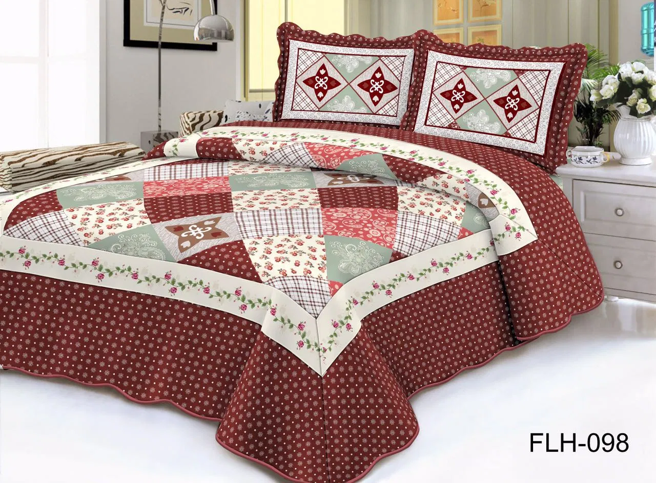 Reversible 3-Pieces Quilt Set with Shams Country Style Floral Bedspread Coverlet Set