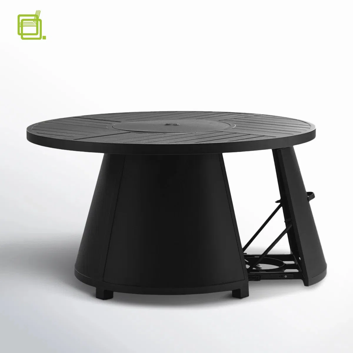 Urban Matte Black Aluminum Round Outdoor Garden Fire Pit Table