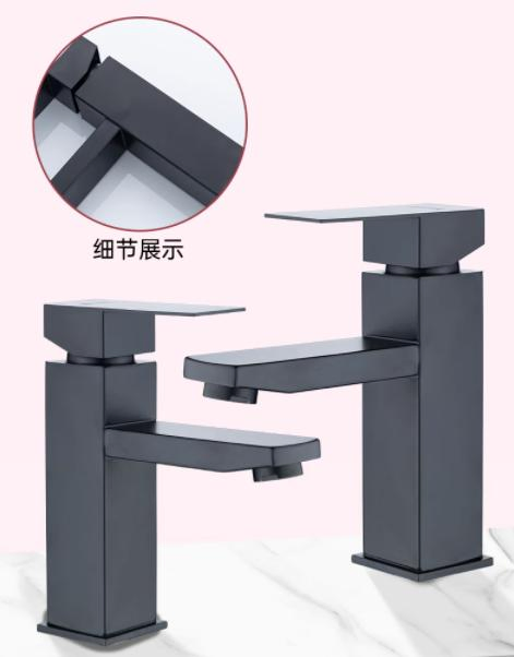 Single Hole Deck Mounted SUS304 Chrome Plated Cold Countertop Silver Color Faucet