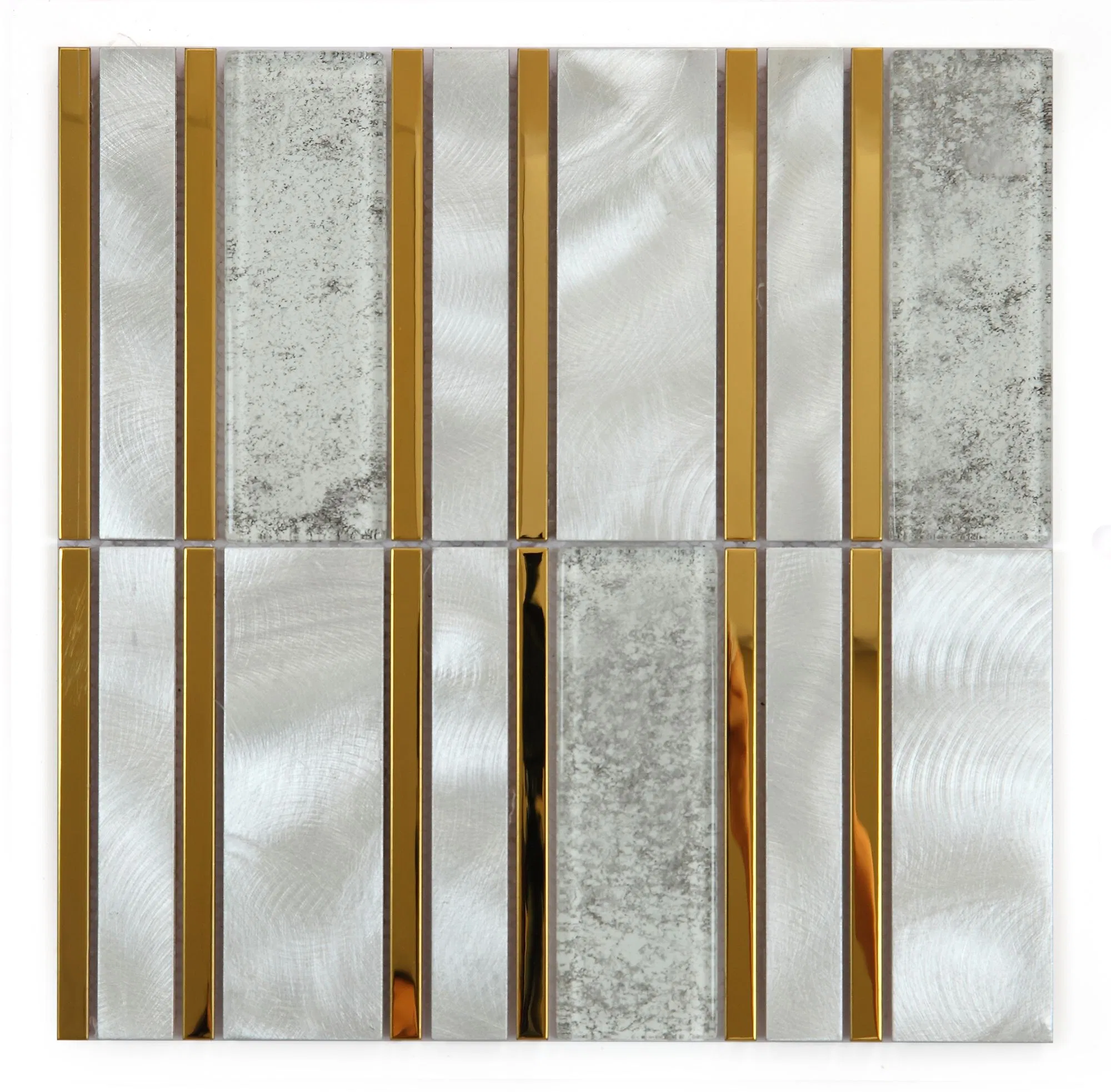 Foshan Quality Mix Color Fireproof Strip Mixed Color Stone and Glass Mosaic Tile Backsplash Kitchen Tile Mosaic