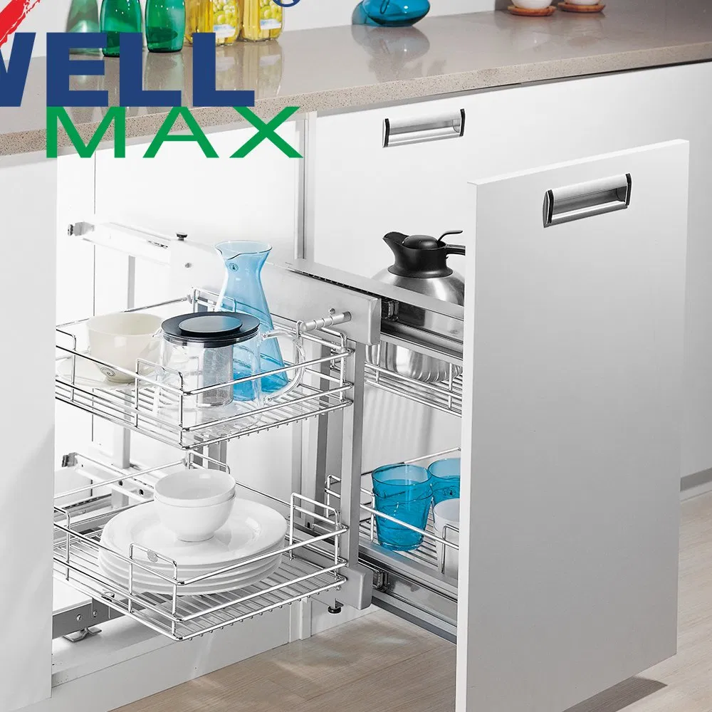 Wellmax Soft Close Stainless Steel Drawer Pull out Kitchen Cabinet Magic Corner Basket