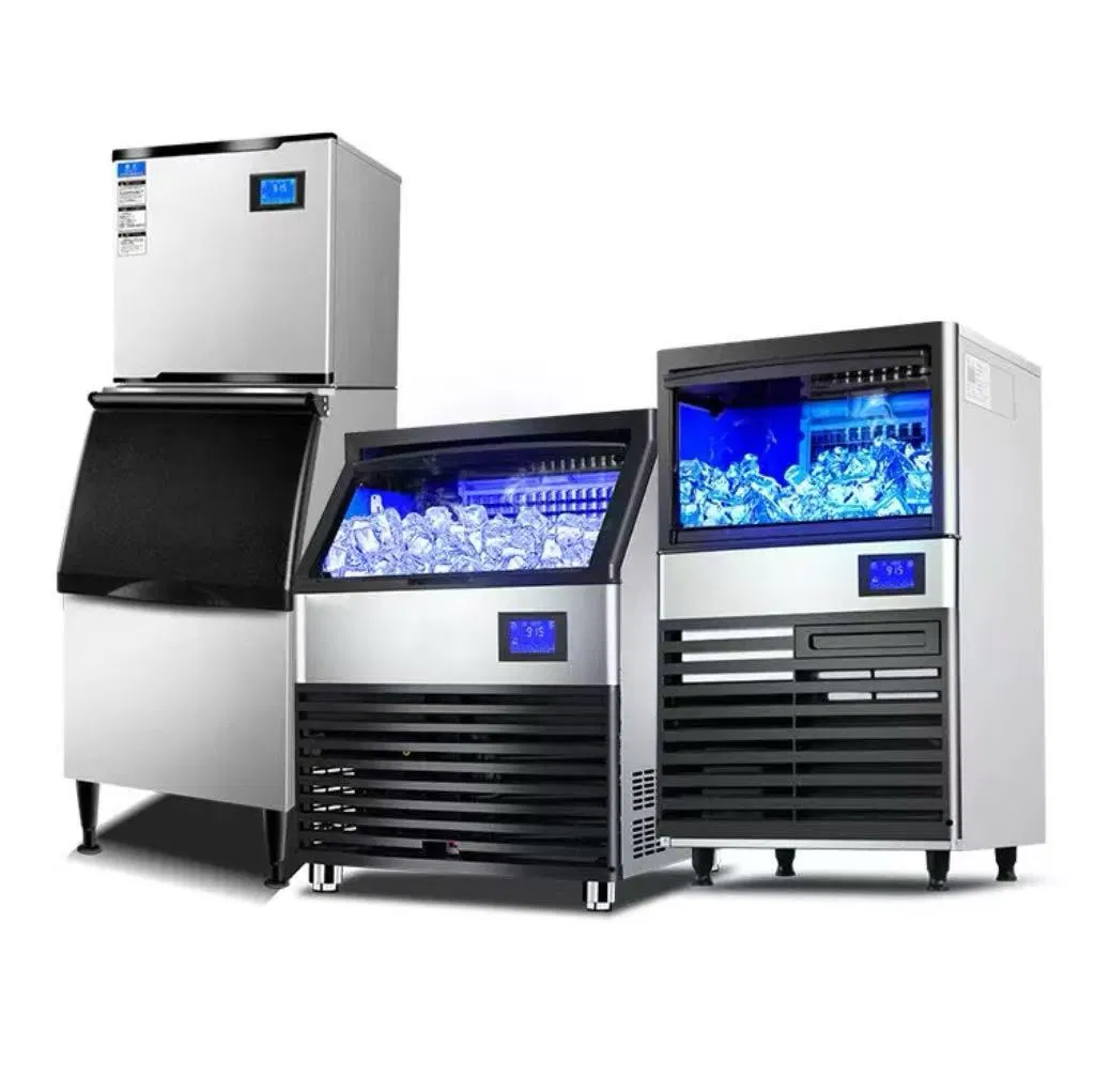 Commercial Ice Maker Machine 100kg/200kg/500kg/700kg 24h Fan Cooling Ice Cube Making Machine for Fast Food Restaurant Dual Voltage 220V/110V