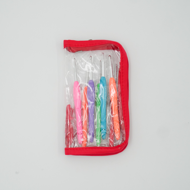 7 Colours Plastic Handle Aluminum Crochet Hook Set