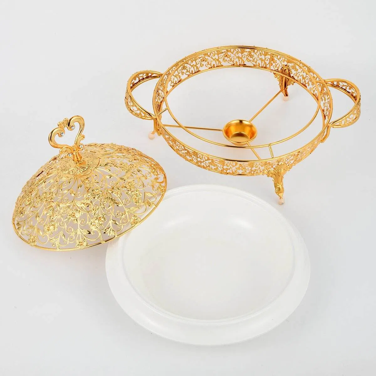 Gold Plated Iron Art Paired with Ceramic Insulated Buffet Stove