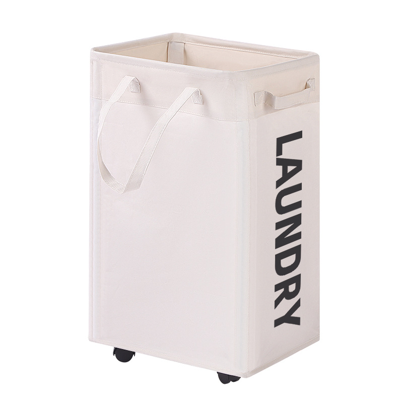 Grey Laundry Hamper Collapsible Rolling Basket with Removable Wash Bag and Wheels