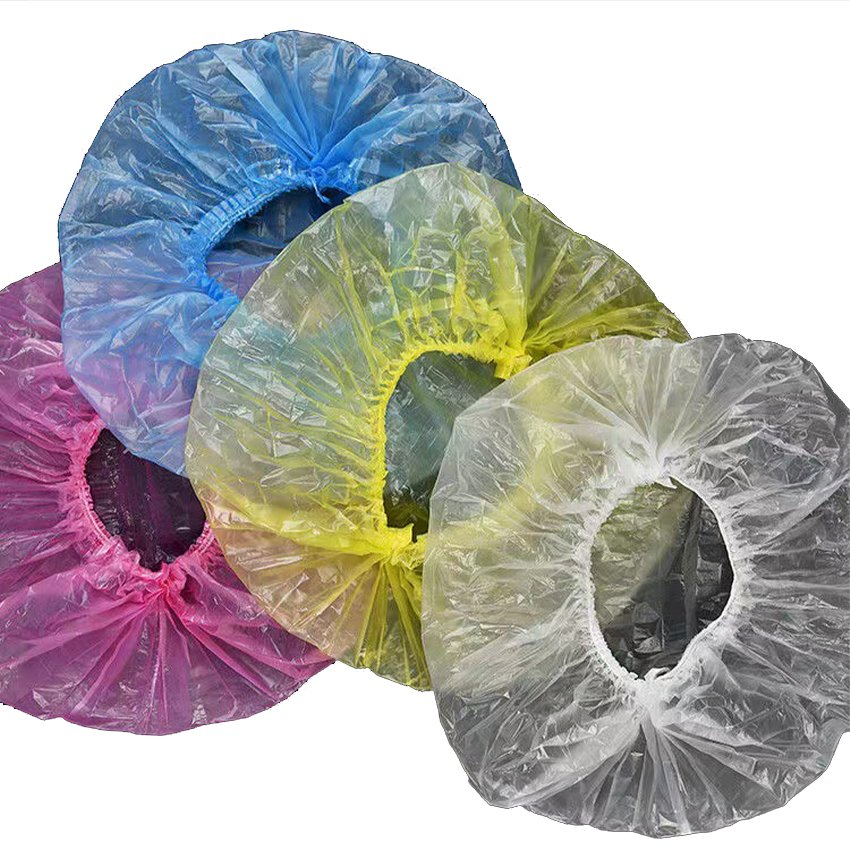 PPE Supplier Disposable PE Waterproof Strip Clip Shower Cap En 343
