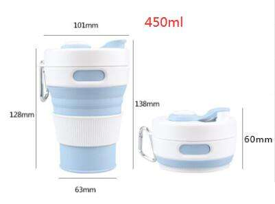 Collapsible Silicone Coffee Tumbler with Drinking Straw Coffee Mug Cups Pba Free
