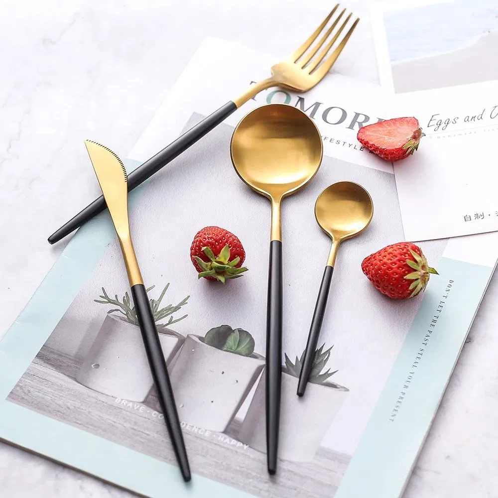 Wholesale Gold Hot Selling Stainless Steel Four-Piece Household Steak Knife Fork and Spoon Cutlery Set