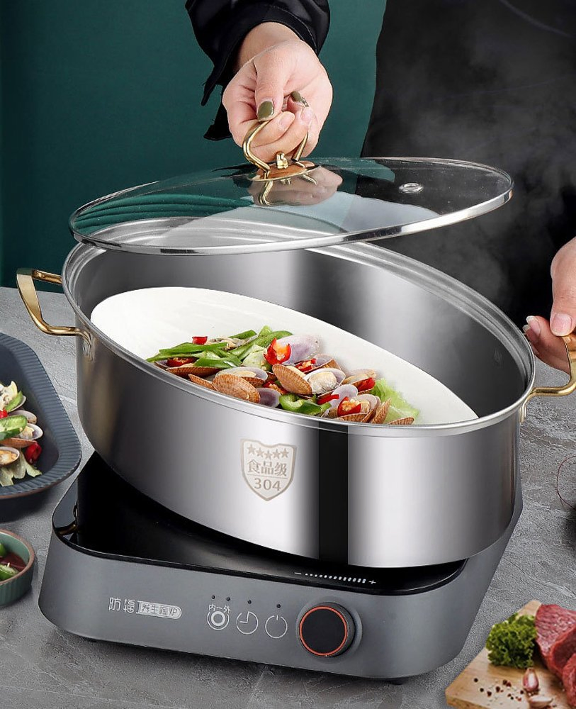 Tainless Steel Oval Fish Steamer Pot Set