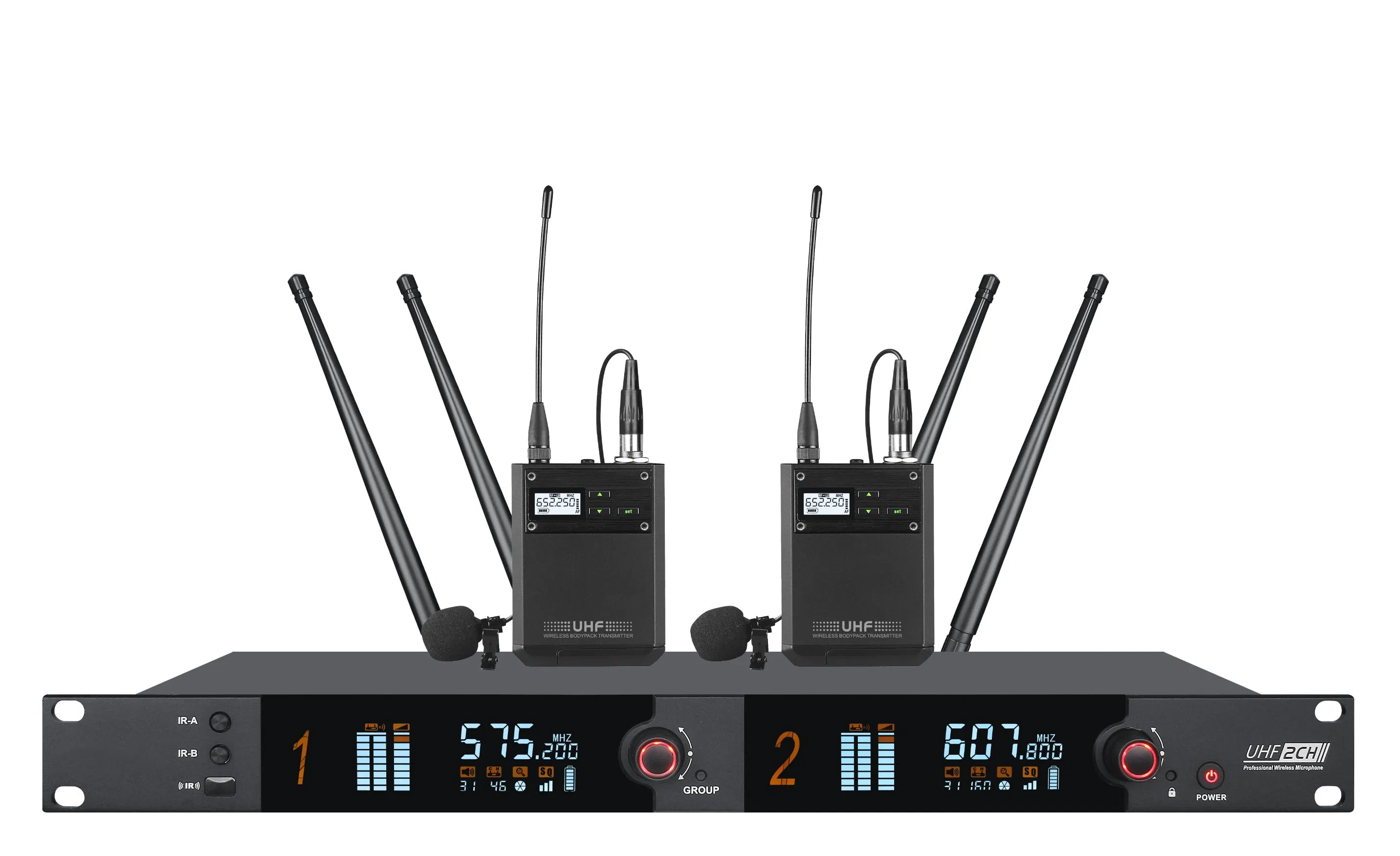 500MHz OEM UHF True Diversity Dual-Channel Wireless Microphone