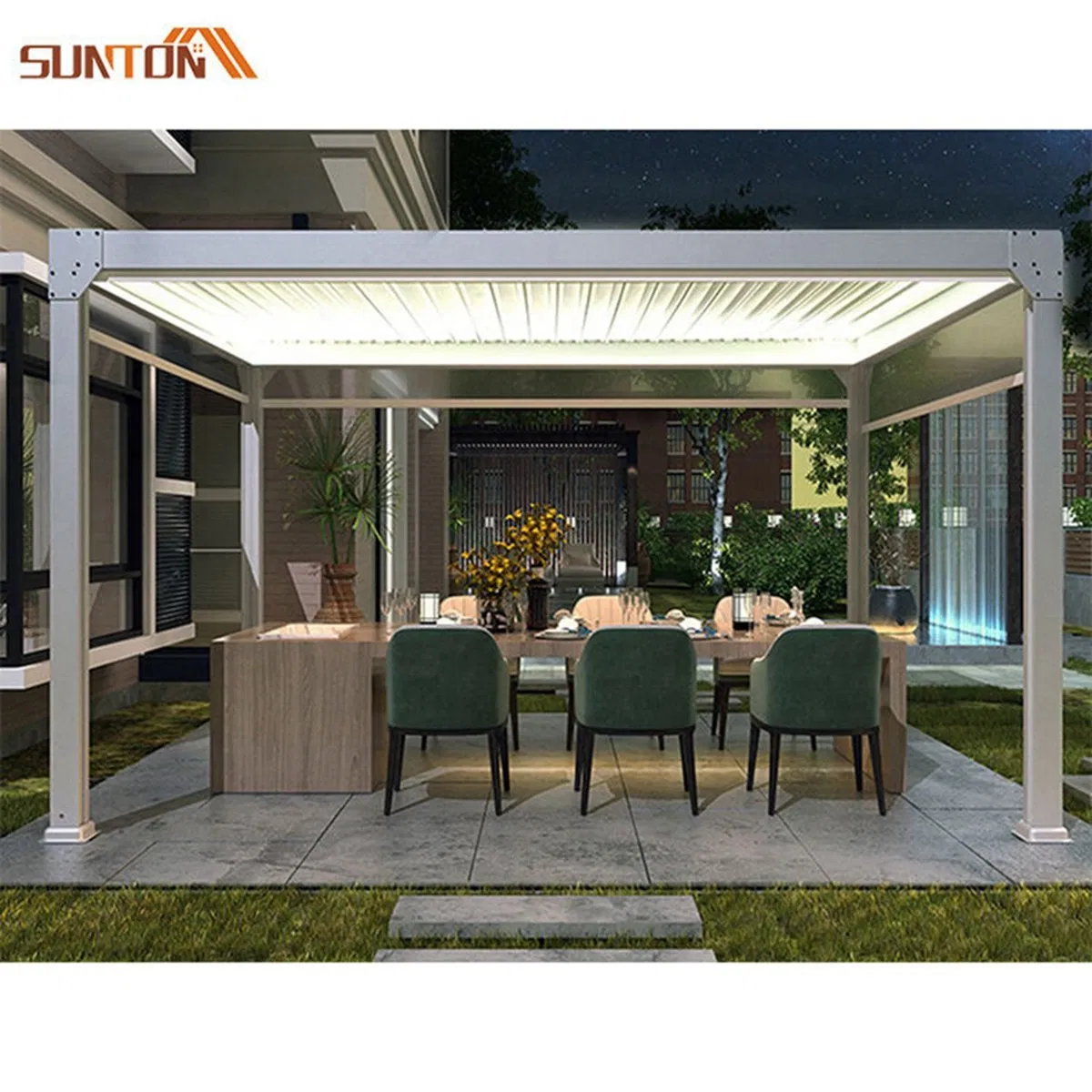 Outdoor Garden Modern Aluminum Waterproof Pergola Covers Louver Roof Pergola