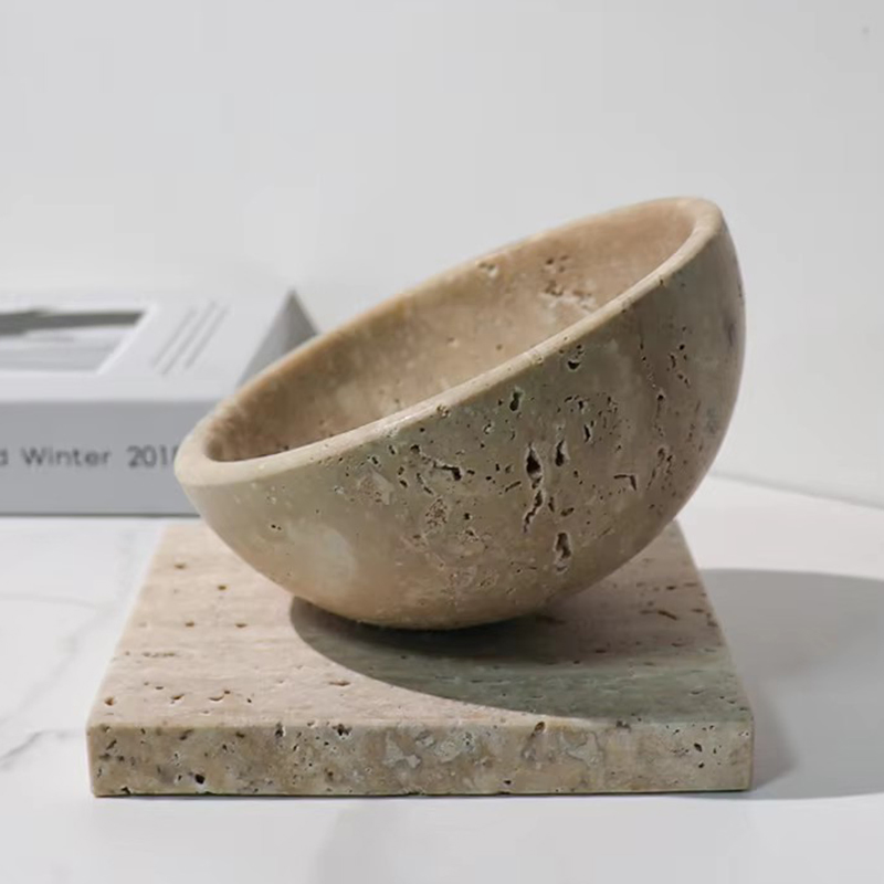 Beige Travertine Kitchenware Fruit Tray Bowl Salad Bowl