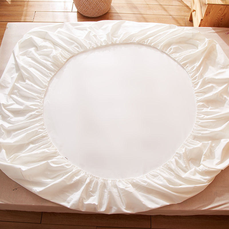 Hotel Bleached White 100% Cotton Mattress Protector Elastic Fitted Bed Sheet Sets
