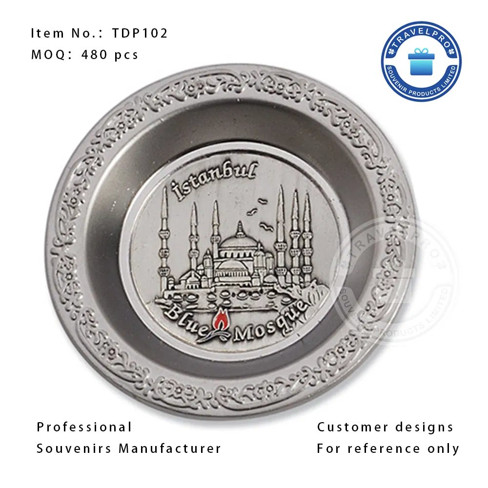 Travelpro Souvenirs Manufacturer Customize Pearl Nickel Plate Metal Souvenir Ashtray