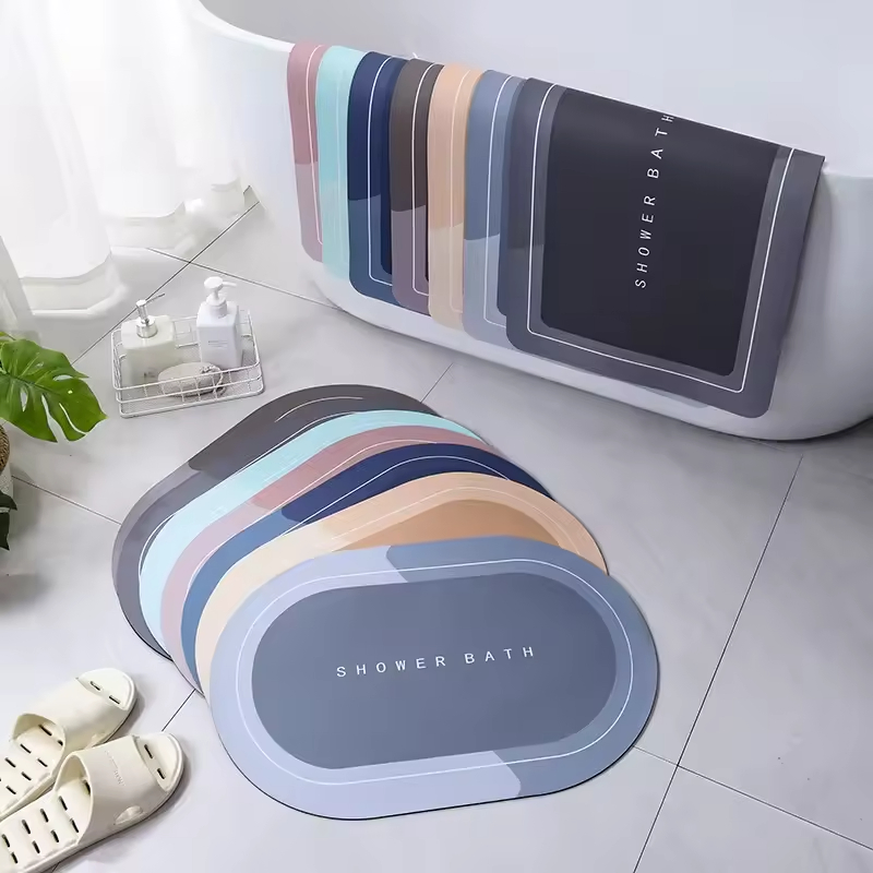 Non-Slip Bath Mat Super Absorbent Instant Dry Bathroom Mat Rubber Blankmat