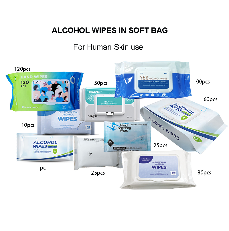 50PCS Surface Clean Disinfectant Hospital Grade 99% 70% 75% Ethyl Alcohol Ethanol Wet Wipe