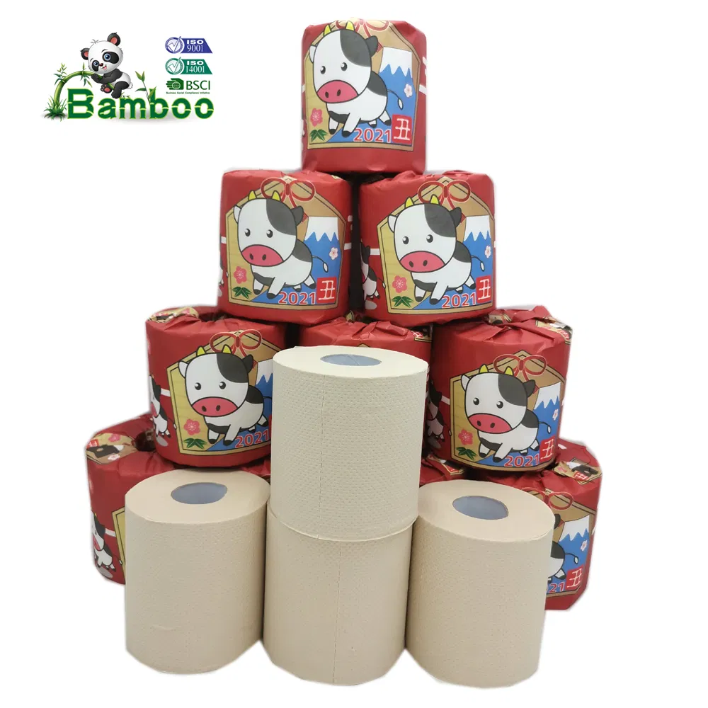 Eco-Friendly Unbleached Natural Color Plastic-Free 100% Bamboo Toilet Paper