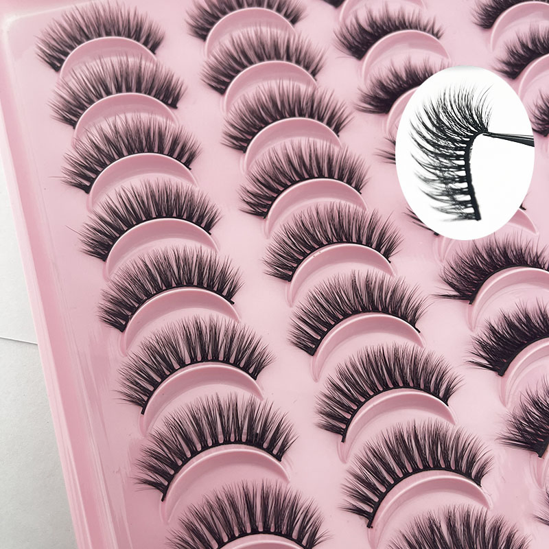 Wispy Fluffy False Eyelashes Made From Faux Mink, Cat-Eye Lashes, Soft and Reusable Strip Lashes