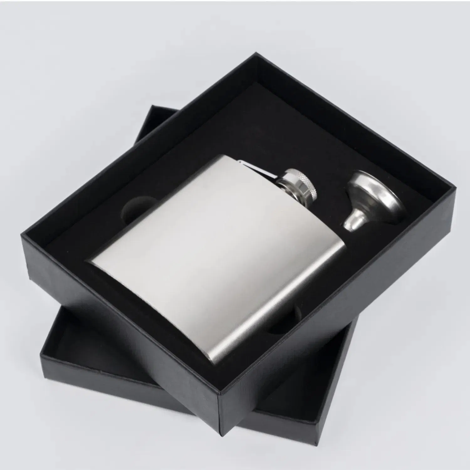 Luxury 7oz 18/8 Stainless Steel Brown Leather Funnel Hip Flask