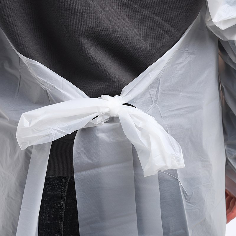 Factory Wholesale High Quality Disposable White HDPE Apron with Thumb Loop