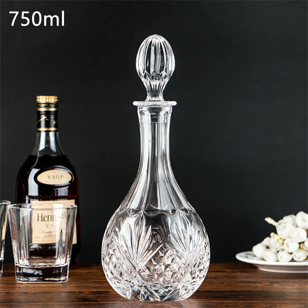750ml High Quality Creative Carved Round Whiskey Glass Bottle Whiskey Wine Decanter