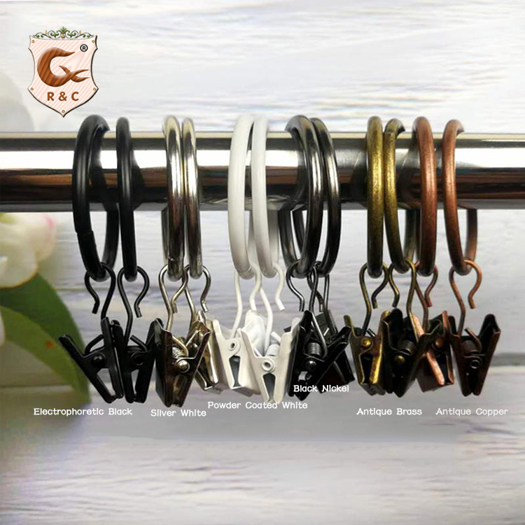 Modern Double Nickel Hooks Shower Curtain Rings Bathroom