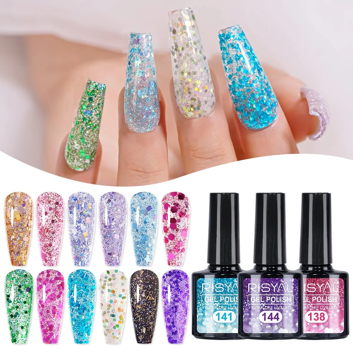 Neon Bright 12 Colors UV Reactive High Pigment Gel Nail Polish Set for Fluorescent Nail Art Salon Manicure Kit