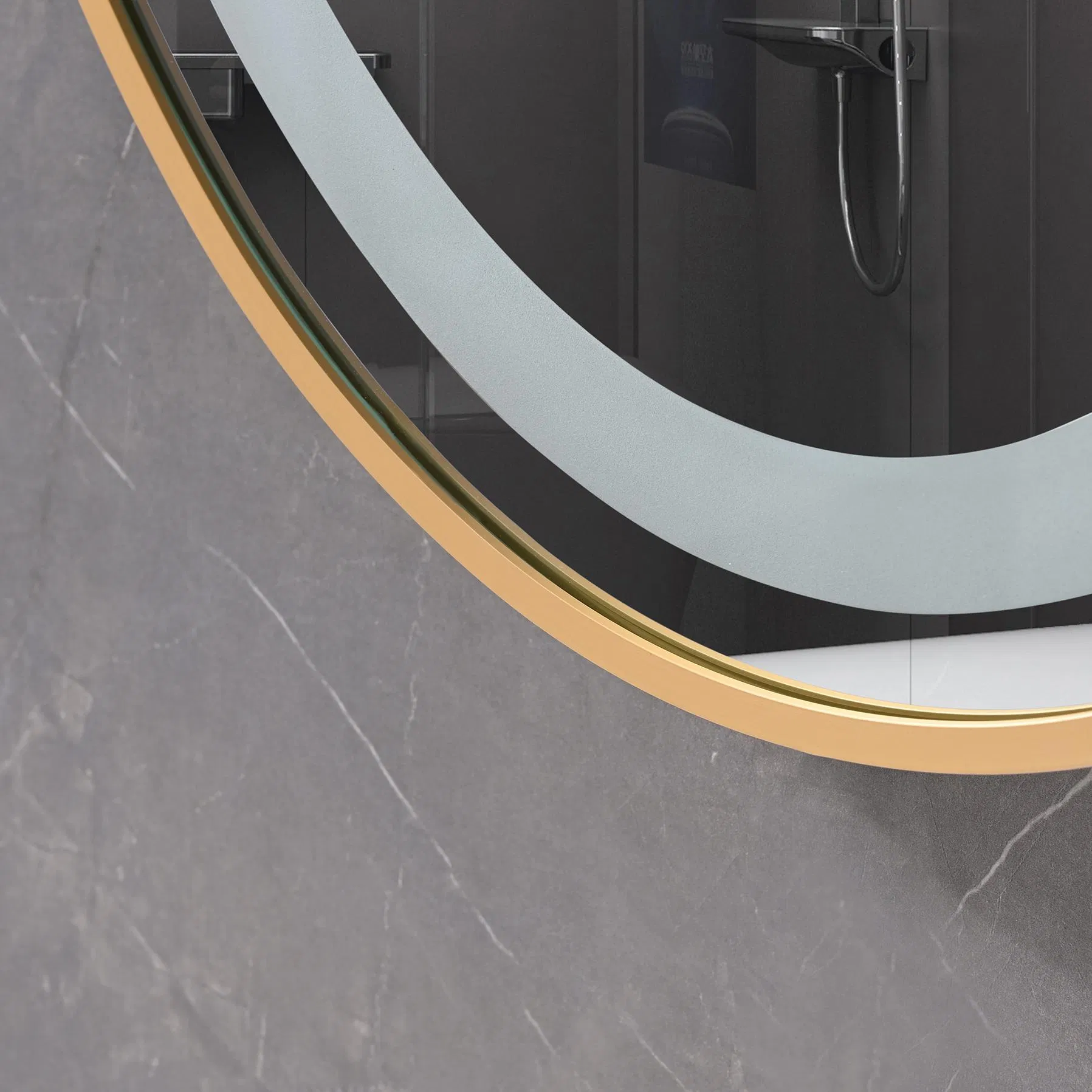 Gold Sandblasted 60×80 Oval LED Wall-Mounted Bathroom Vanity Mirror Espejos