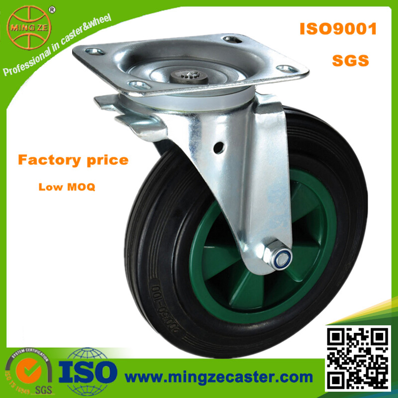 Dustbin 160mm Heavy Duty Black Rubber Castor Wheel