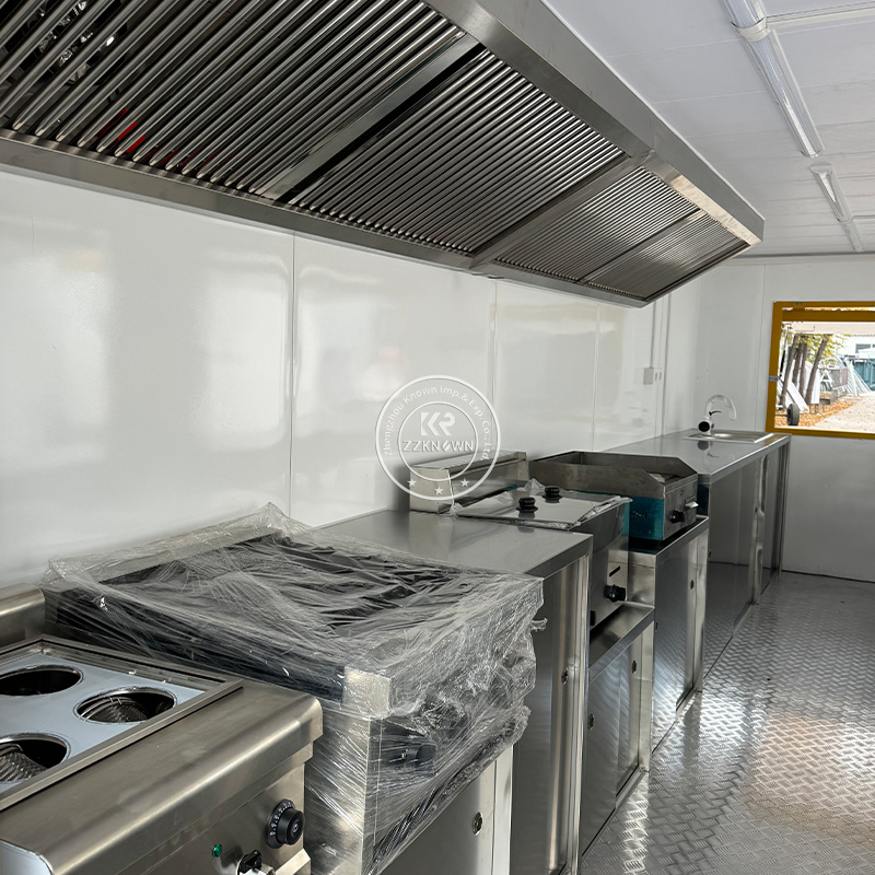 Container BBQ Restaurant Bar Fast Food Pizza Trailer Mobile 20FT 40FT Commercial Container Kitchen for Sale