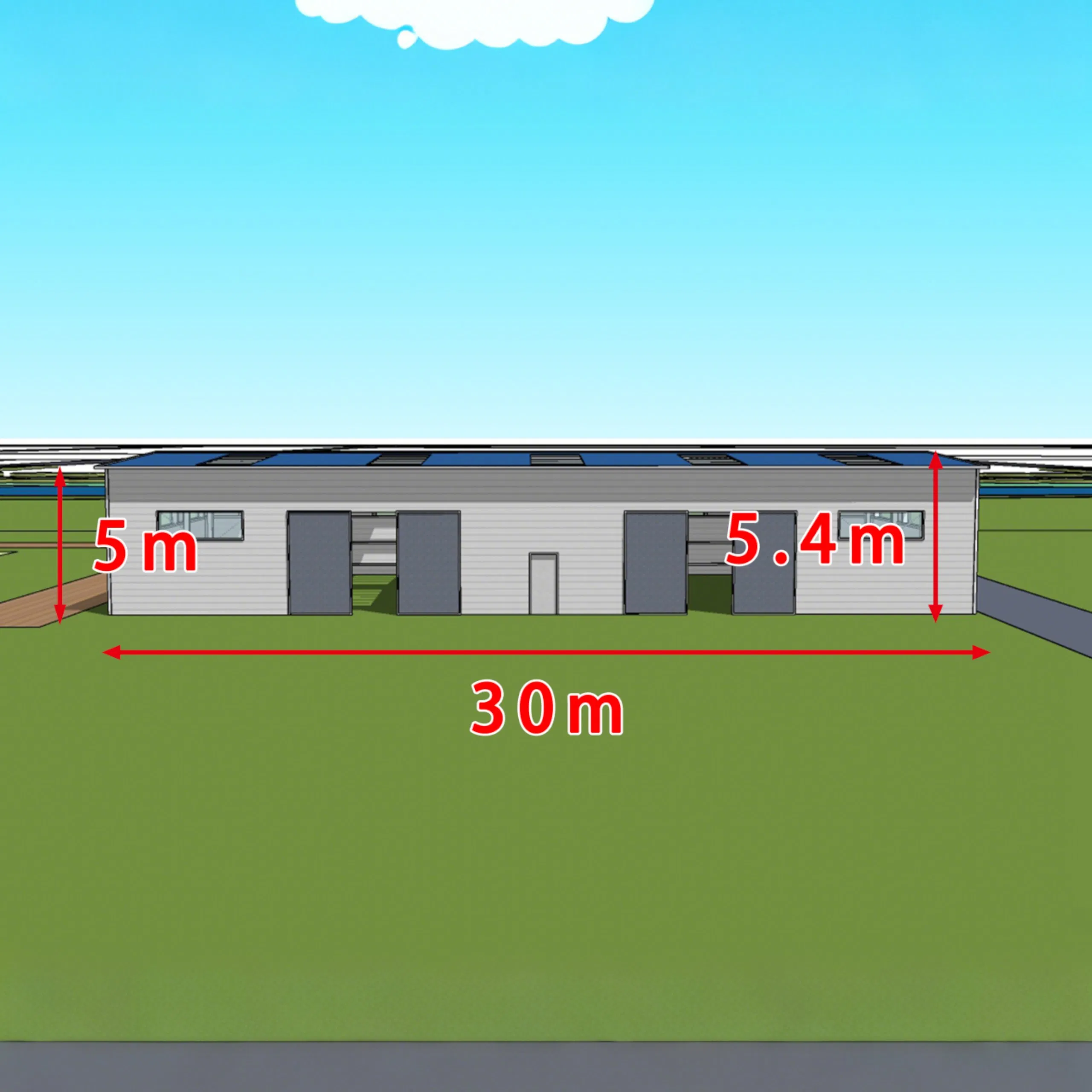 30m X 15m Prefab House Steel Structure Workshop Kits Prefabricated Metal Storage Warehouse Building